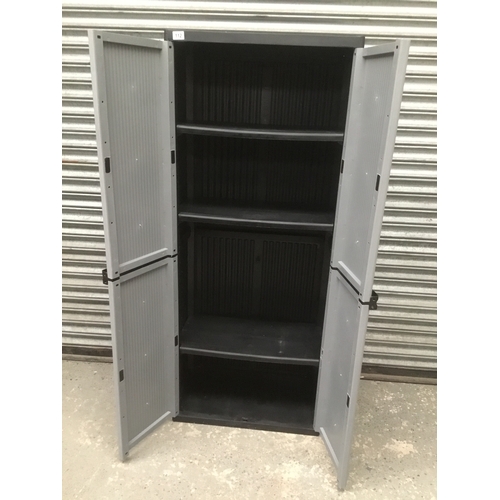 112 - Plastic garden tool storage shed 163cm x 68cm