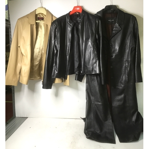 331 - Three ladies leather coats sizes 14/16