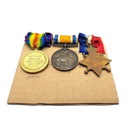 915 - WW1 Medals awarded to 19956 Pte H G Potter, Somerset Light Infantry. 1914-1915 Star, British War Med... 