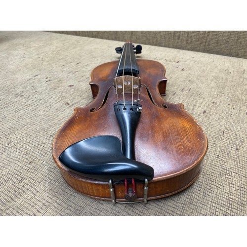 439 - violin with bow and case, wax.