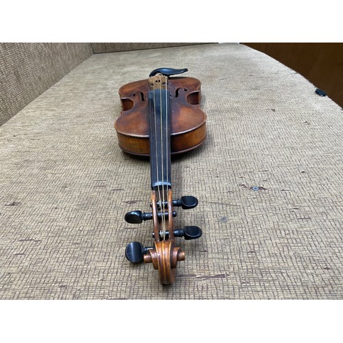 439 - violin with bow and case, wax.