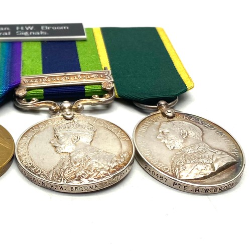 922 - Medals awarded to 140487/1857109 PTE/Sgln  H W Broom 5th Battalion Somerset Light Infantry and Royal... 