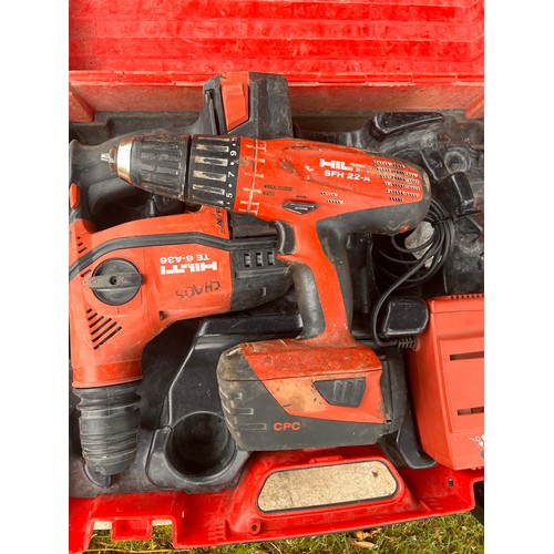 1A - LATE ENTRY: Hilti drill set, TE 6-A36 SDS Drill, SFH 22A Drill, C7/24 Charger both drills are runnin... 