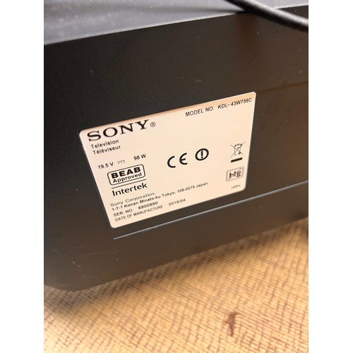 92 - Sony KDL -43W756C TV working with remote.