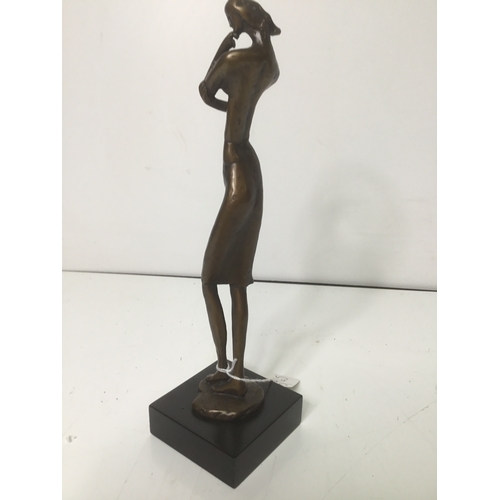 727 - Modernist bronze thinking woman