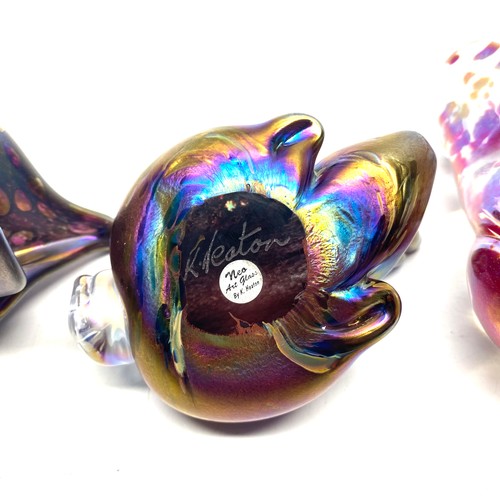 734 - K. Heaton pearlescent  Neo art glass including: Rabbit and frog.