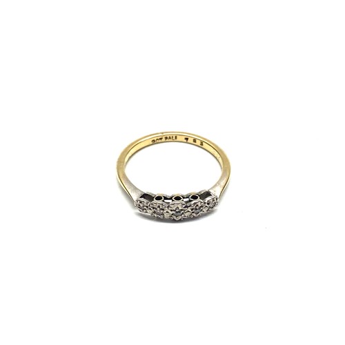 861 - Five stone diamond ring with platinum mount. Size O and 1.9g.