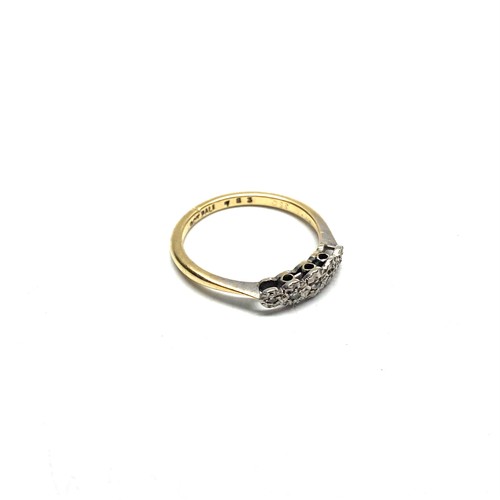 861 - Five stone diamond ring with platinum mount. Size O and 1.9g.