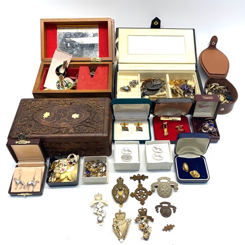 487 - Large quantity of vintage cufflinks, earrings and tie clasps including some boxed