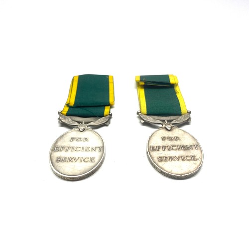 944 - Two Territorial force efficiency medals George V awarded to 566796 Sgt C L White 5th Battalion SOM.L... 