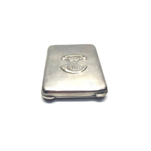 958 - Sterling silver 13th Battalion Somerset Light Infantry (Prince Alberts) vesta/matchbox case 6cm with... 