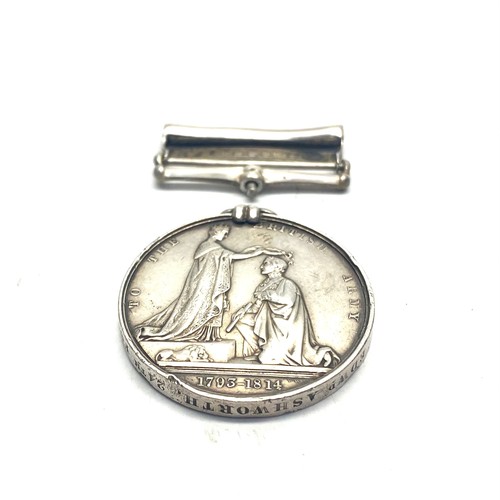 960 - Military General Service Medal 1793-1814 awarded to EDWd Ashworth 24th of Foot , 2 clasps, Toulouse ... 