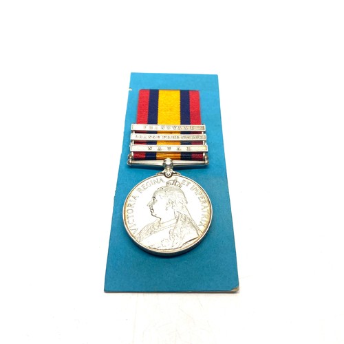 964 - Queen's South Africa Medal with Transvaal, Orange Free State, Natal Clasps awarded to: 1193 Pte W Pa... 