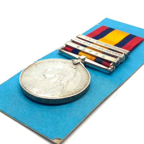 964 - Queen's South Africa Medal with Transvaal, Orange Free State, Natal Clasps awarded to: 1193 Pte W Pa... 