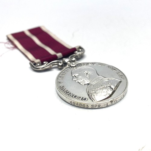 974 - Army Meritorious service Medal George V. Awarded to 494863 Spr - Lcpl J S Hall Royal Engineers.