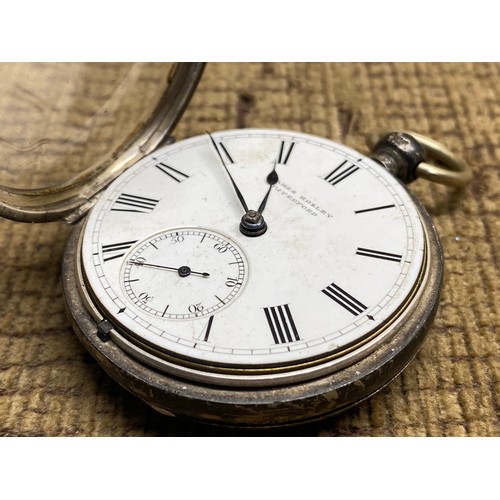 918 - Sterling silver pocket watch. by James Mosley Waterford.