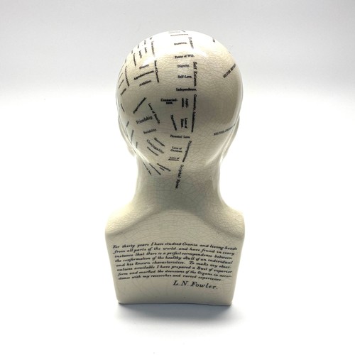 604 - Vintage ceramic Phrenology head by L.N.Fowler 30cm tall.