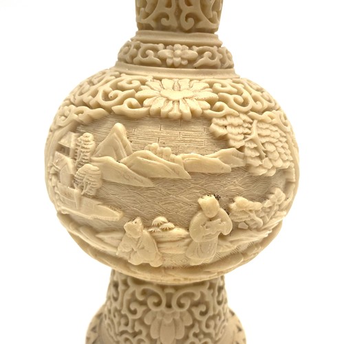 630 - Vintage carved resin vase with japanese scene and a 1930s art deco 