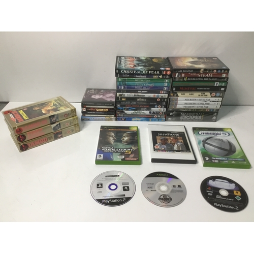 83 - A selection of DVD’s, Rambo VHS, PlayStation games and X Box games