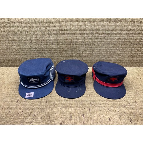 741 - 3 vintage British Railway hats.