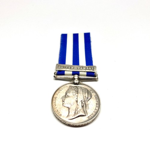 895 - Egypt 1882-89 medal with undated reverse and EL-TEBB-TAMAAI clasp, awarded to 1719 Corporal J Russel... 