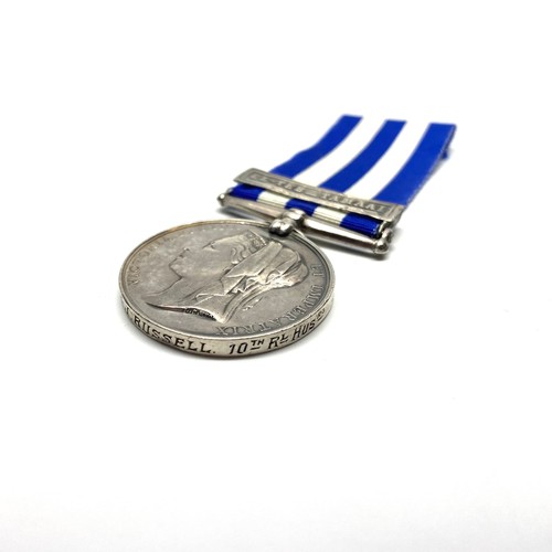 895 - Egypt 1882-89 medal with undated reverse and EL-TEBB-TAMAAI clasp, awarded to 1719 Corporal J Russel... 