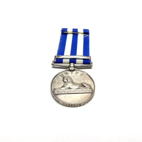 895 - Egypt 1882-89 medal with undated reverse and EL-TEBB-TAMAAI clasp, awarded to 1719 Corporal J Russel... 