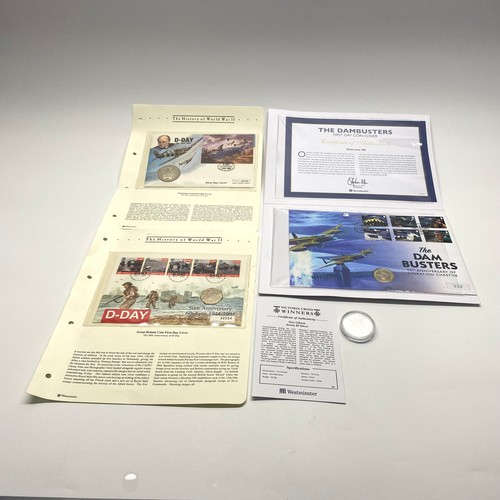 897 - Westminster mint The dam-busters £2 coin and first day cover, Guy Gibson VC winner £5 silver proof c... 