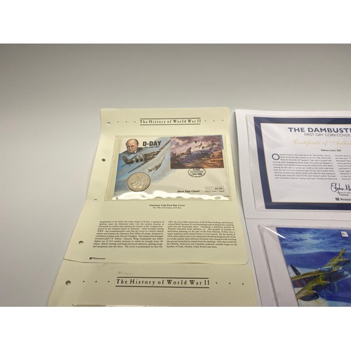 897 - Westminster mint The dam-busters £2 coin and first day cover, Guy Gibson VC winner £5 silver proof c... 