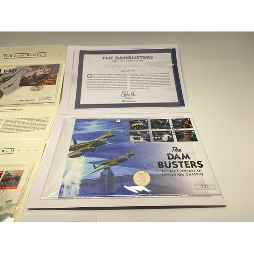 897 - Westminster mint The dam-busters £2 coin and first day cover, Guy Gibson VC winner £5 silver proof c... 