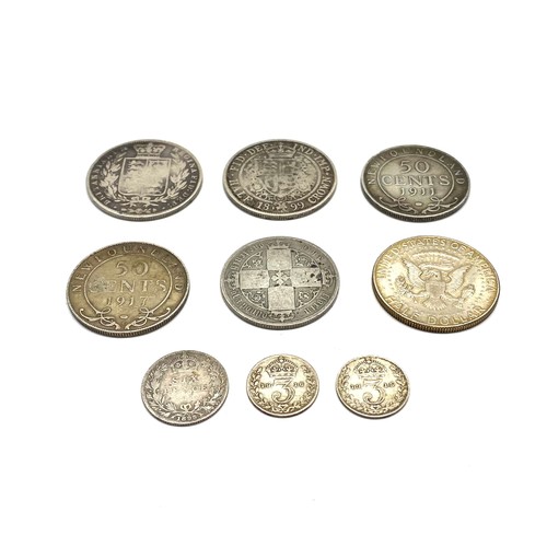 902 - Nine silver and half silver coins including a Victoria gothic florin, 1844 Victoria Half-crown, 1967... 