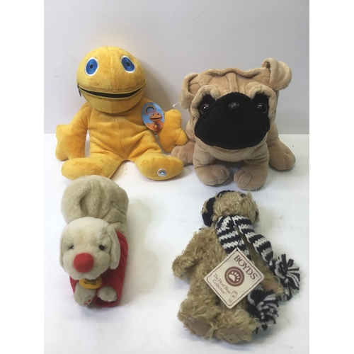 496 - Four collectible stuffed toys including Zippy, Boyd’s bear and an Andrex puppy