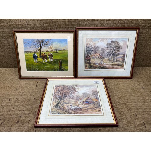 265 - 3 prints signed by Don Vaughan including: The Old Barn and Country Walk.