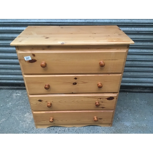 297 - Pine four drawer chest of drawers 83cm high