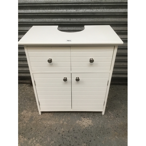 301 - Under sink bathroom cabinet with cutout around pedestal