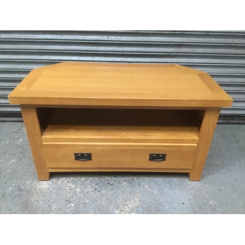 305 - Modern solid wooden entertainment unit with drawer