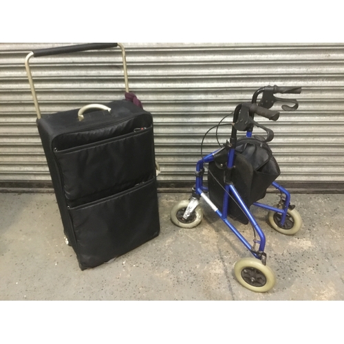 319 - Mobility walker and a large IT Luggage suitcase