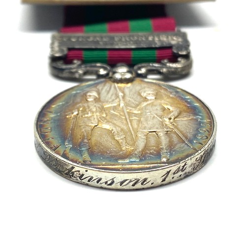 910 - The India General Service Medal 1895, with Punjab Frontier (1897-98) clasp. Awarded to: Lieutenant H... 