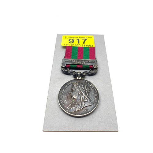 917 - The India General Service Medal 1895, with Punjab Frontier (1897-98) clasp. Awarded to: 3347Pte F Ni... 