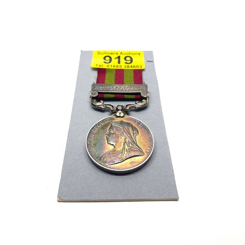 919 - The India General Service Medal 1895, with Punjab Frontier (1897-98) clasp. Awarded to: 2865 Pte Nur... 