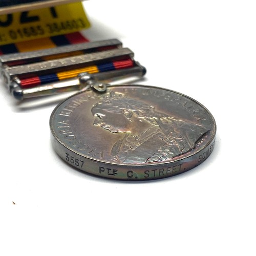 921 - Queen's South Africa Medal With South Africa 1902 and Transvaal Clasps awarded to : 3557 Pte G Stree... 