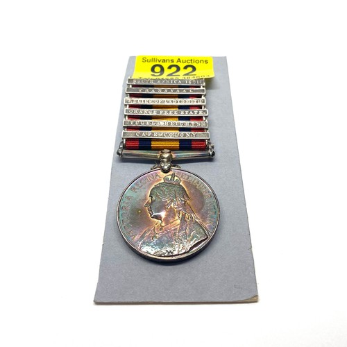 922 - Queen's South Africa Medal With South Africa 1902, Transvaal, Relief of Ladysmith, Orange Free State... 