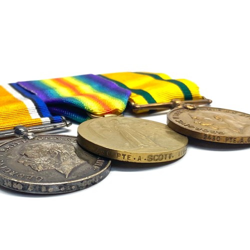930 - WW1 Medals, British War Medal, The Allied Victory Medal, Territorial War Medal awarded to : 2430 Pte... 
