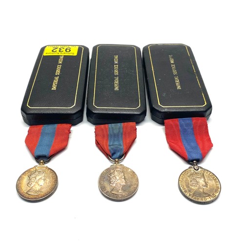 932 - Three Imperial  service medals in original boxes. Awarded to: George Edwin Webb, Kenneth George Harr... 