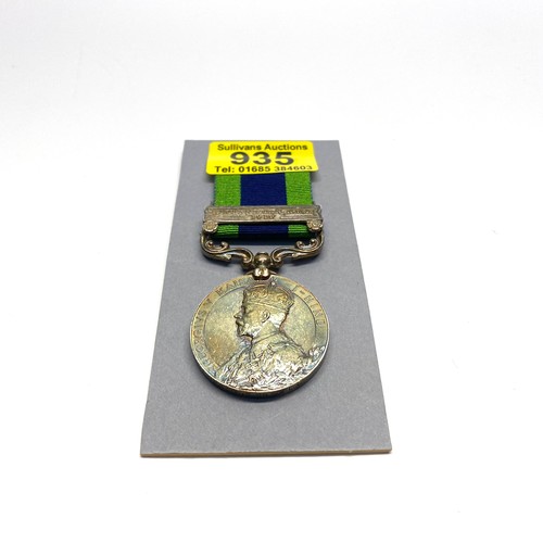 935 - India General Service Medal 1908-35 George V. Afghanistan NWF 1919 Clasp Awarded to: 39674 Pte Hicks... 