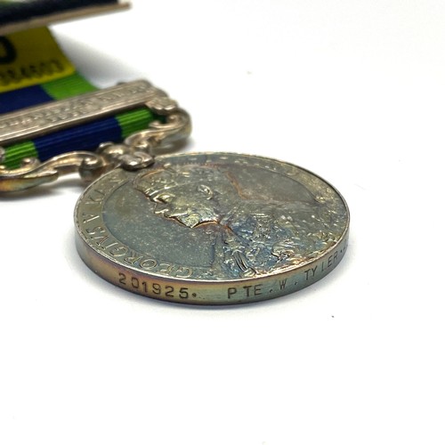 936 - India General Service Medal 1908-35 George V. Afghanistan NWF 1919 Awarded to: 201925 Pte W Tyler 2n... 