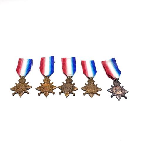 942 - Five WW1 1914-15 Stars awarded to 19081 Pte E Alford, 10913 LCpl O Ryland, Pte 3-6715 H Sheppard, 25... 