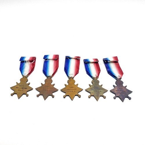 942 - Five WW1 1914-15 Stars awarded to 19081 Pte E Alford, 10913 LCpl O Ryland, Pte 3-6715 H Sheppard, 25... 