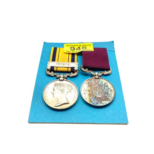 948 - South Africa Medal with 1878-9 Clap awarded to Pte 2091 Pte M Devine 1/13th of Foot Somerset LI and ...