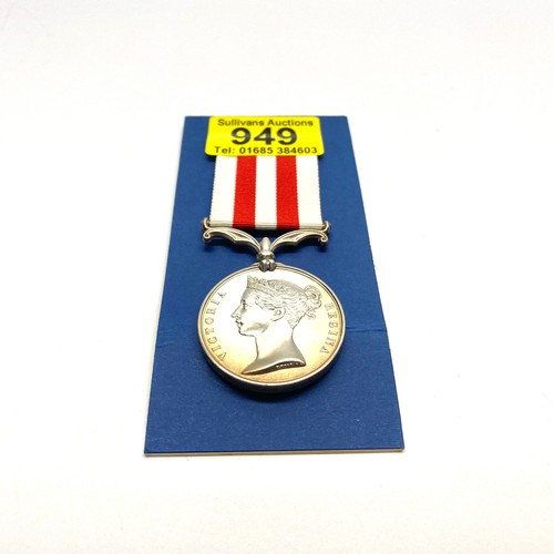 949 - Indian Mutiny medal 1858 awarded to: Ensign Bartleman Royal Navy attached to 1st/13th Battalion SLI.